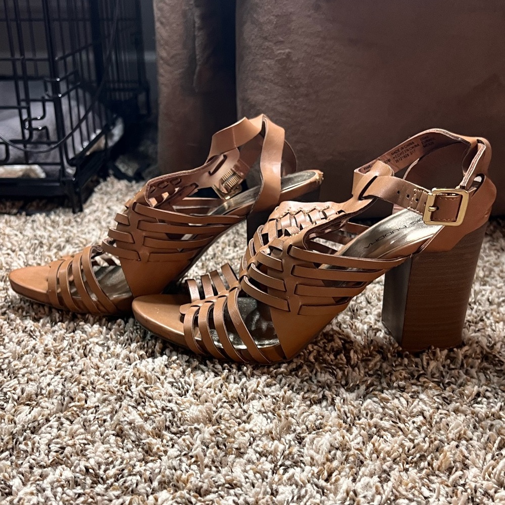 Brown Faux Leather Heels